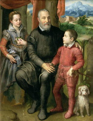 Portrait of the artist's family, Minerva (sister) Amilcare (father) and Asdrubale (brother), 1559 od Sofonisba Anguissola