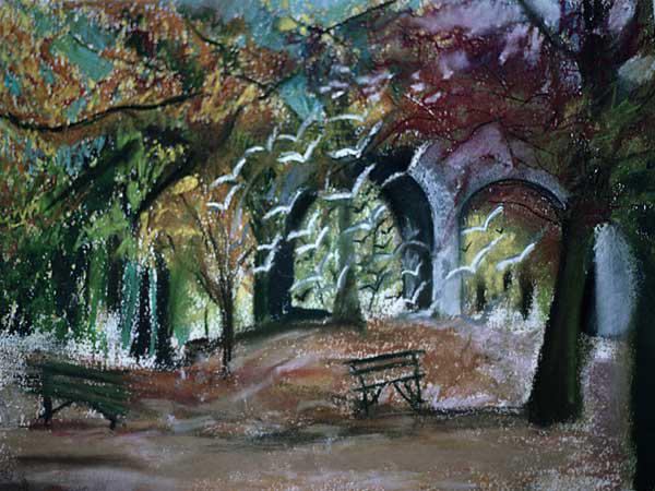Ravenscourt Park, London (oil pastel on paper) 
