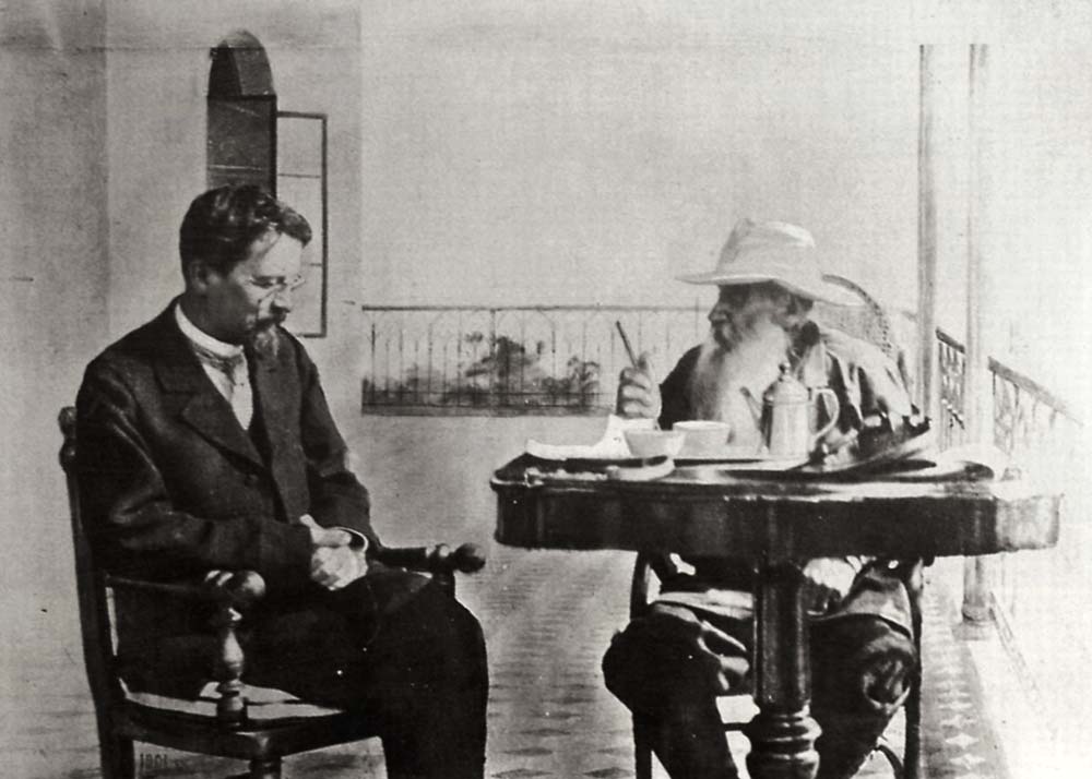 Leo Tolstoy and the Author Anton Chekhov in Gaspra od Sophia Andreevna Tolstaya