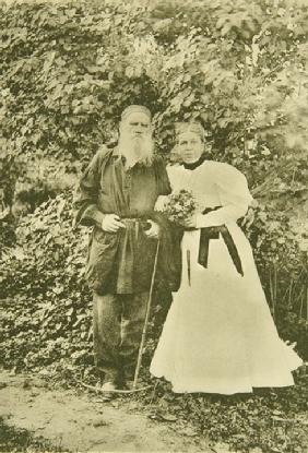 Leo Tolstoy and Sophia Andreevna. Year on their wedding anniversary