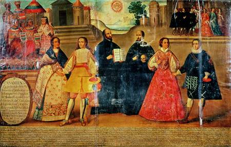 Double wedding between two Inca women and two Spaniards in 1558 od Spanish School