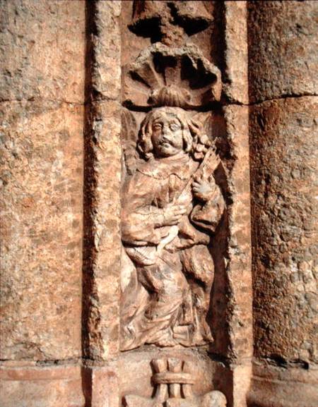 Lute player, from the facade of the Palace of Montarco od Spanish School