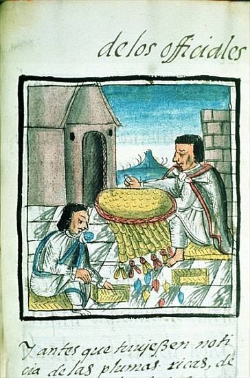 Ms Palat. 218-220 Book IX Aztec feather artisans at work, from the ''Florentine Codex'' by Bernardin od Spanish School