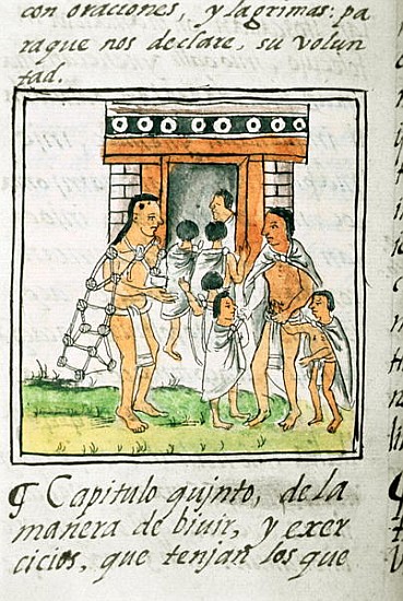 Ms Palat. 218-220 Book IX Young children entering a house, from the ''Florentine Codex'' by Bernardi od Spanish School