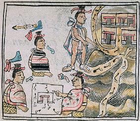 Ms Palat. 218-220 Book IX Aztecs consulting and following a map, from the ''Florentine Codex'' by Be