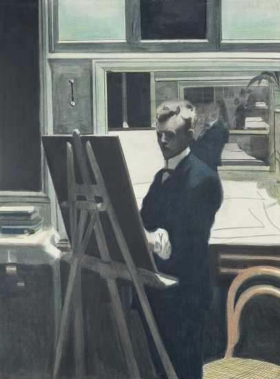 Self Portrait with Easel in the Mirror od Leon Spilliaert
