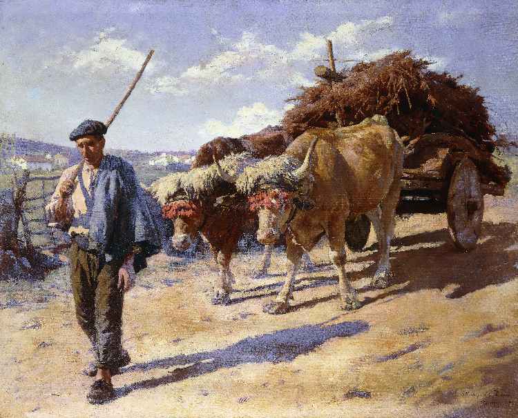 Bauer mit Ochsengespann, Ascain (Peasant with his Bullock Cart, Ascain) od Stanhope Alexander Forbes