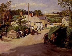 Village scene in Cornwall od Stanhope Alexander Forbes
