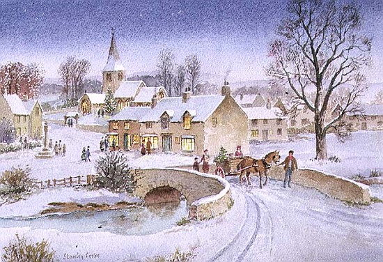 Christmas Eve in the Village (w/c on paper)  od Stanley  Cooke