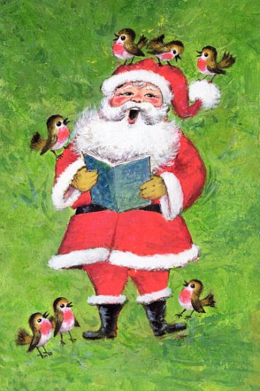 Father Christmas and Robin Chorus (w/c and gouache on paper)  od Stanley  Cooke