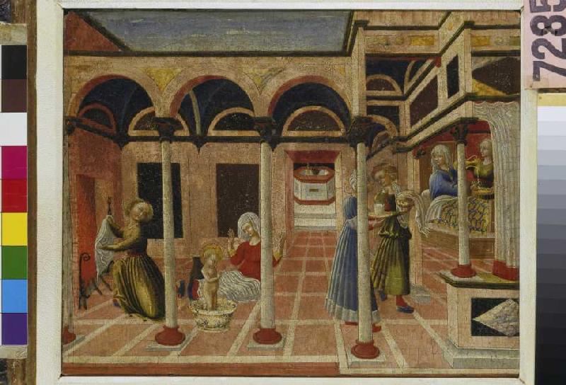 The wonderful birth of St. Nikolaus. od Stefano di Giovanni