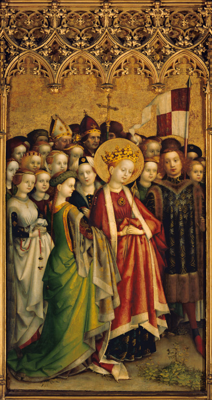 Three king altar in the cathedral to Cologne: St. Ursula with her retinue od Stephan Lochner