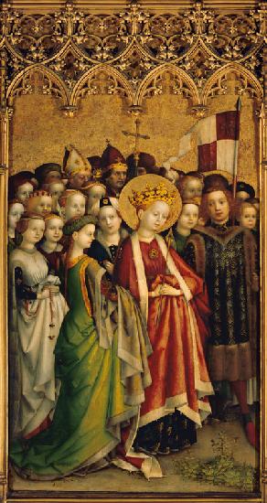 Three king altar in the cathedral to Cologne: St. Ursula with her retinue
