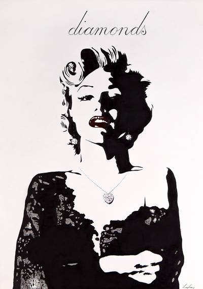Diamonds Marilyn Monroe ve večerních šatech s diamanty