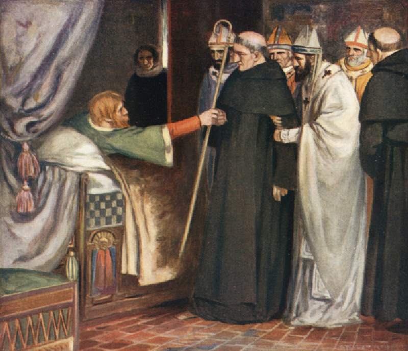 Saint Anselm Refusing the Archbishopric (colour litho) od Stephen Reid