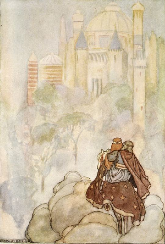 They rode up to a stately palace, illustration from The High Deeds of Finn, and other Bardic Romance od Stephen Reid