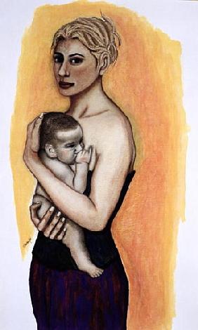Her Son (pastel and ink on paper) 