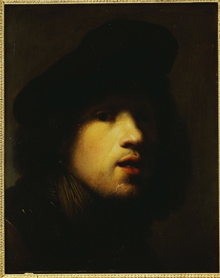 Portrait of the artist, head and shoulders, in a black beret and a gorget od (studio of) Rembrandt Harmensz. van Rijn