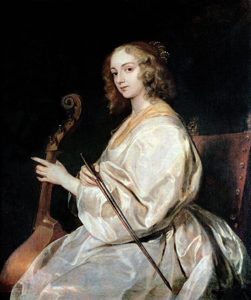 Young Woman Playing a Viola da Gamba od (studio of) Sir Anthony van Dyck