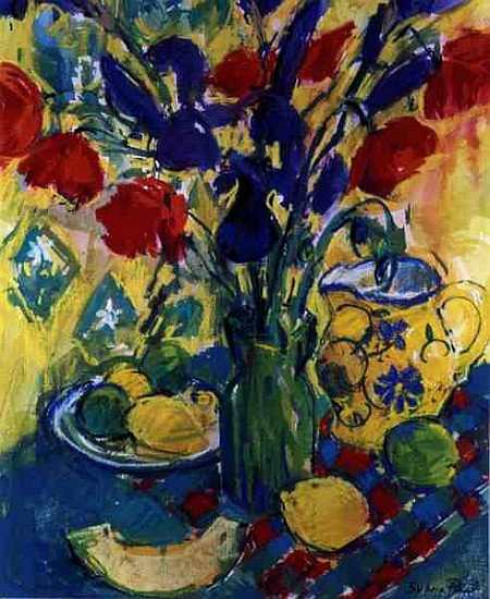 Poppies with Iris, 1999  od Sylvia  Paul