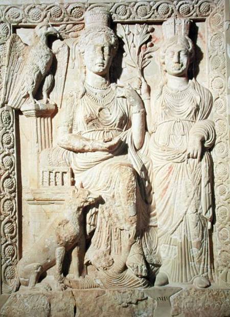 Relief depicting Princess Zenobia (d.p.272) and a female companion od Syrian School