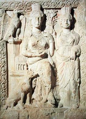 Relief depicting Princess Zenobia (d.p.272) and a female companion