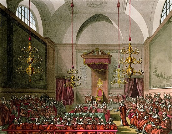 House of Lords from Ackermann''s ''Microcosm of London'' od T.(1756-1827) Rowlandson