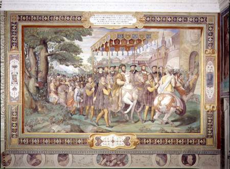 Francis I (1494-1547) and Alessandro Farnese (1546-92) Entering Paris in 1540 from the 'Sala dei Fas od Taddeo & Federico Zuccaro or Zuccari