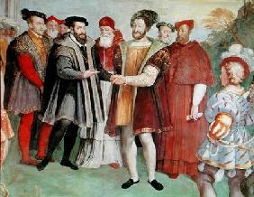 The Truce of Nice between Francis I (1494-1547) and Charles V (1500-58) from the 'Sala del Consiglio