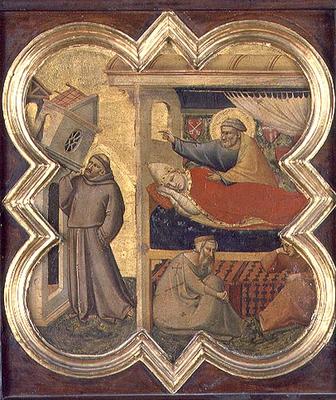 St. Francis holding up the Lateran Church (tempera on panel) od Taddeo Gaddi