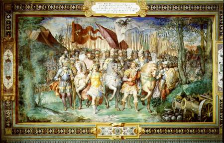 Charles V (1500-58) Alessandro (1546-92) and Ottaviano Farnese Leading the Army Against the Landgrav od Taddeo Zuccaro or Zuccari