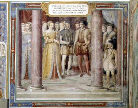 The Marriage of Orazio Farnese and Diana daughter of Henri II of France (1519-59) from the 'Sala dei od Taddeo Zuccaro or Zuccari