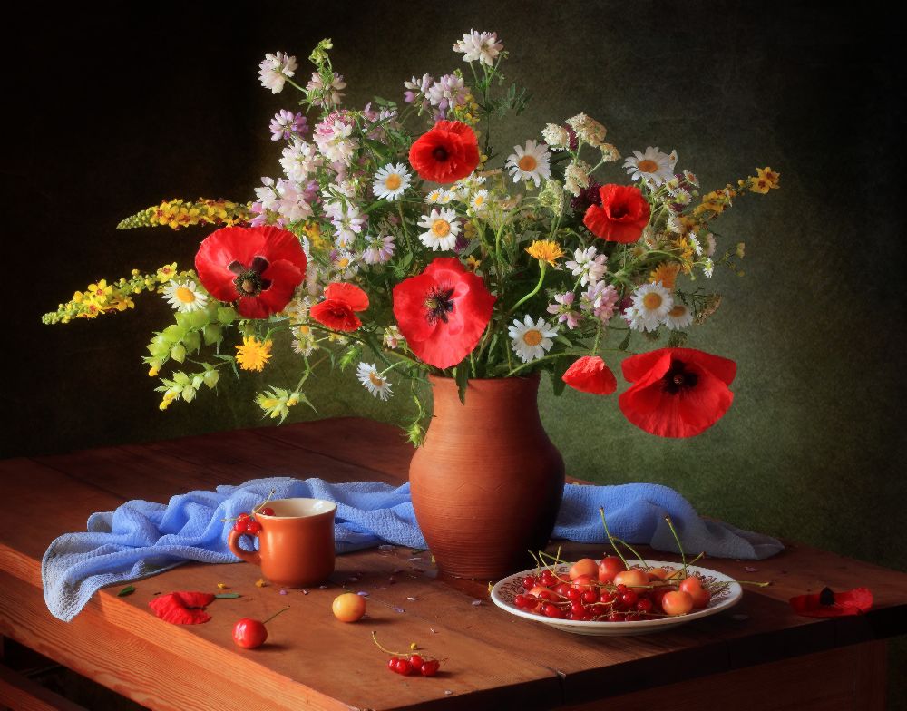 Still life with a bouquet of meadow flowers od Tatyana Skorokhod (Татьяна