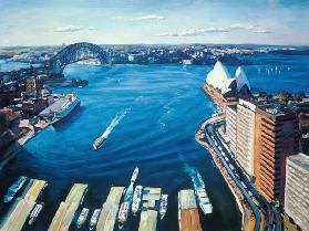 Sydney Harbour, PM, 1995 (oil on canvas) 