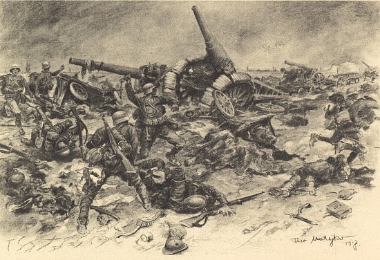 Austrian Hungarian infantry in fight with the Italian reservists od Theo Matejko