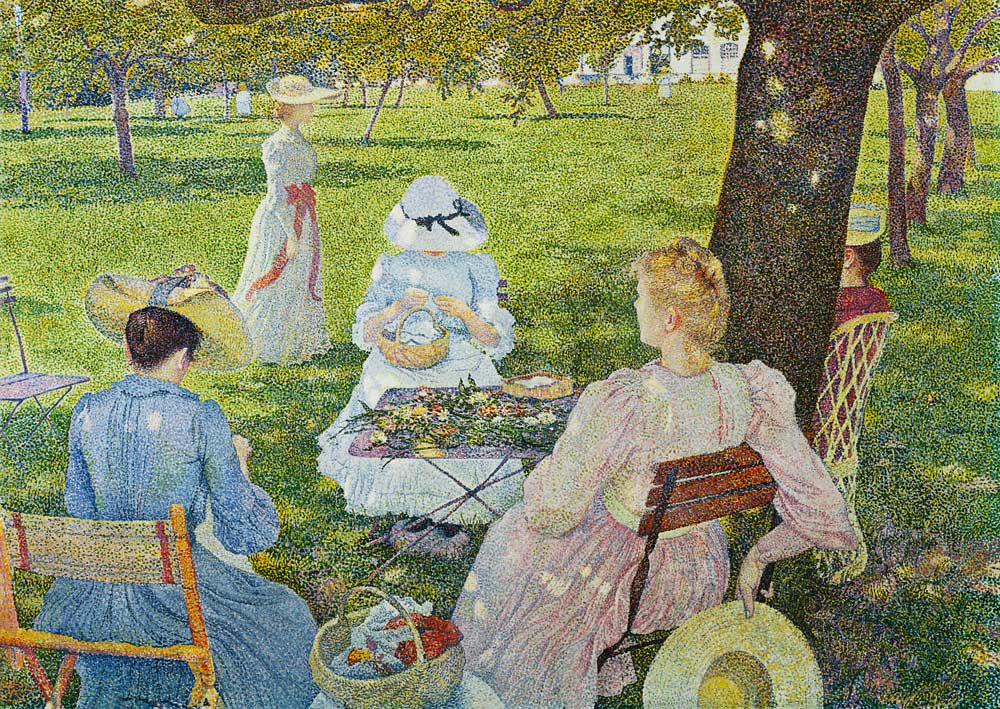 Family in the orchard od Theo van Rysselberghe