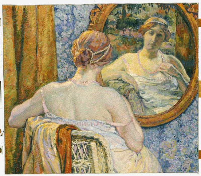 Frau beim Blick in den Spiegel od Theo van Rysselberghe
