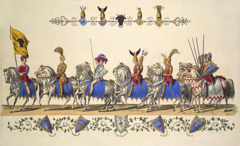 Cavalcade of Princes and Knights. Quadrille 8. Description of the Magic of the White Rose Festival o od Theodor Hosemann