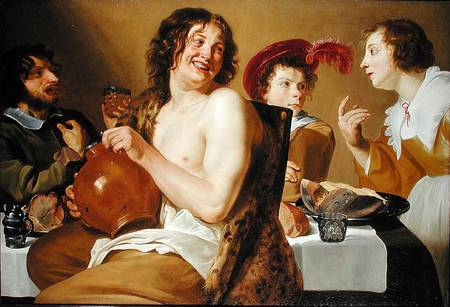 Figures eating and drinking around a table od Theodor Rombouts