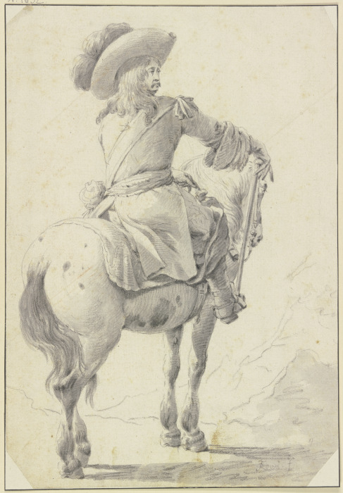 Ein Offizier zu Pferde in Rückenansicht od Theodor Roos