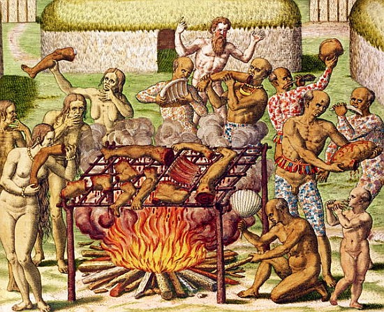 Scene of cannibalism, from ''Americae Tertia Pars...'' od Theodore de Bry