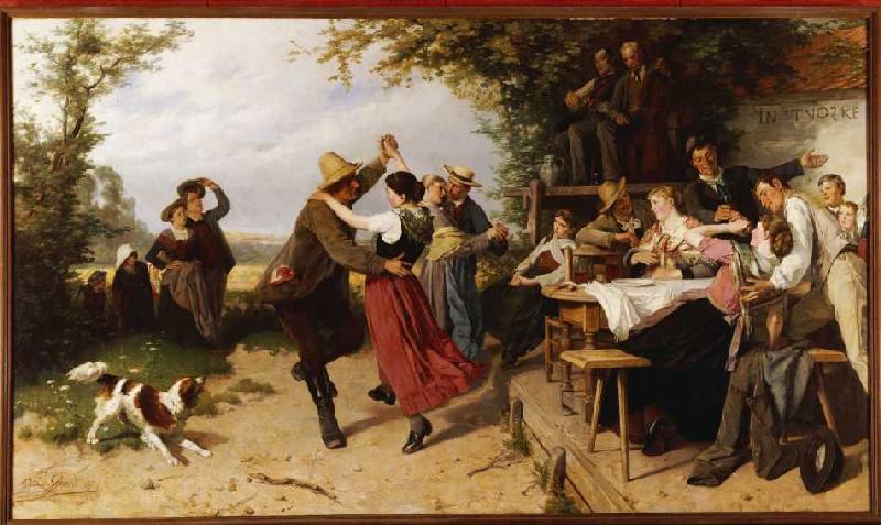 Dance in front of a rural pub. od Théodore Gérard