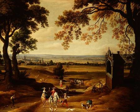 Landscape with Brussels in the distance od Theodore van Heil