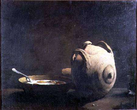 Still life with eggs on a plate od Théodule-Augustin Ribot