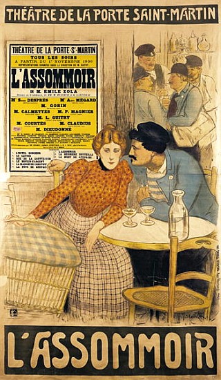 Poster advertising ''L''Assommoir'' M.M.W. Busnach and O. Gastineau at the Porte Saint-Martin Theatr od Théophile-Alexandre Steinlen