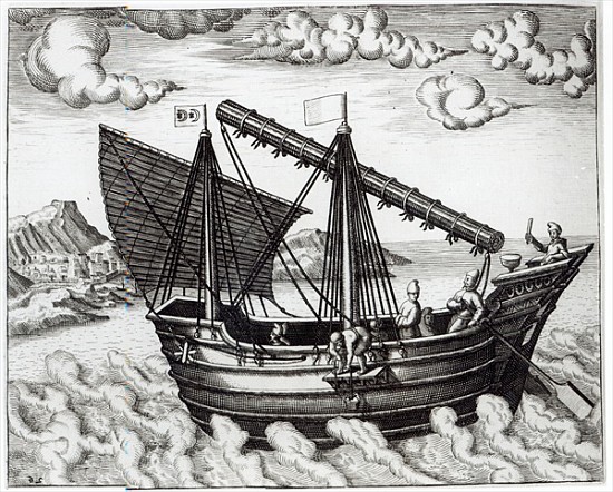 A Chinese Junk, illustration from ''Jan Huyghen van Linschoten, His Discourse of Voyages into the Ea od the Younger Doetechum Johannes Baptista van