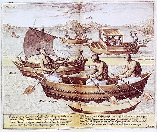 Boats in Goa, illustration from ''Jan Hughen van Linschoten, His Discourse of Voyages into the East  od the Younger Doetechum Johannes Baptista van