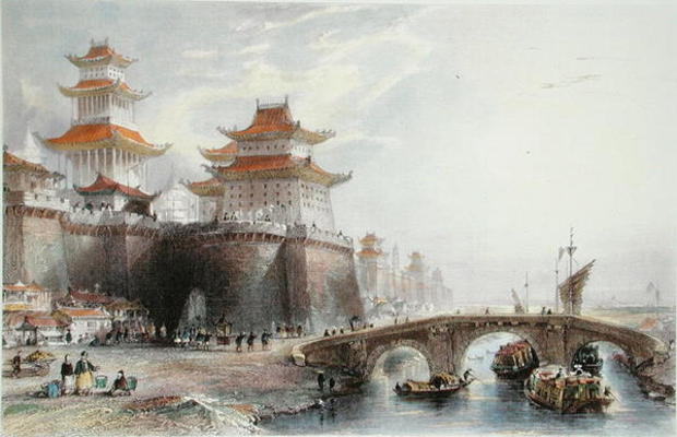 Western Gate of Peking, c.1850 (colour litho) od Thomas Allom