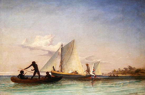 The Long Boat of the Messenger attacked Natives od Thomas Baines