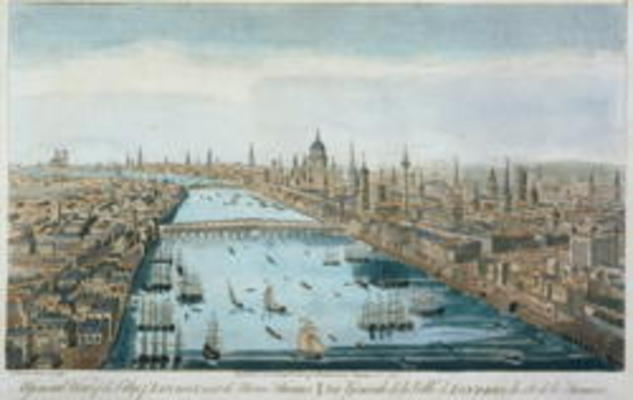 A General View of the City of London and the River Thames, plate 2 from 'Views of London', engraved od Thomas Bowles